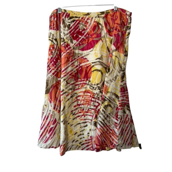 Chico's Multi-Color Floral A-Line Lined Midi Skirt Women's Size XL 16 - Picture 1 of 6